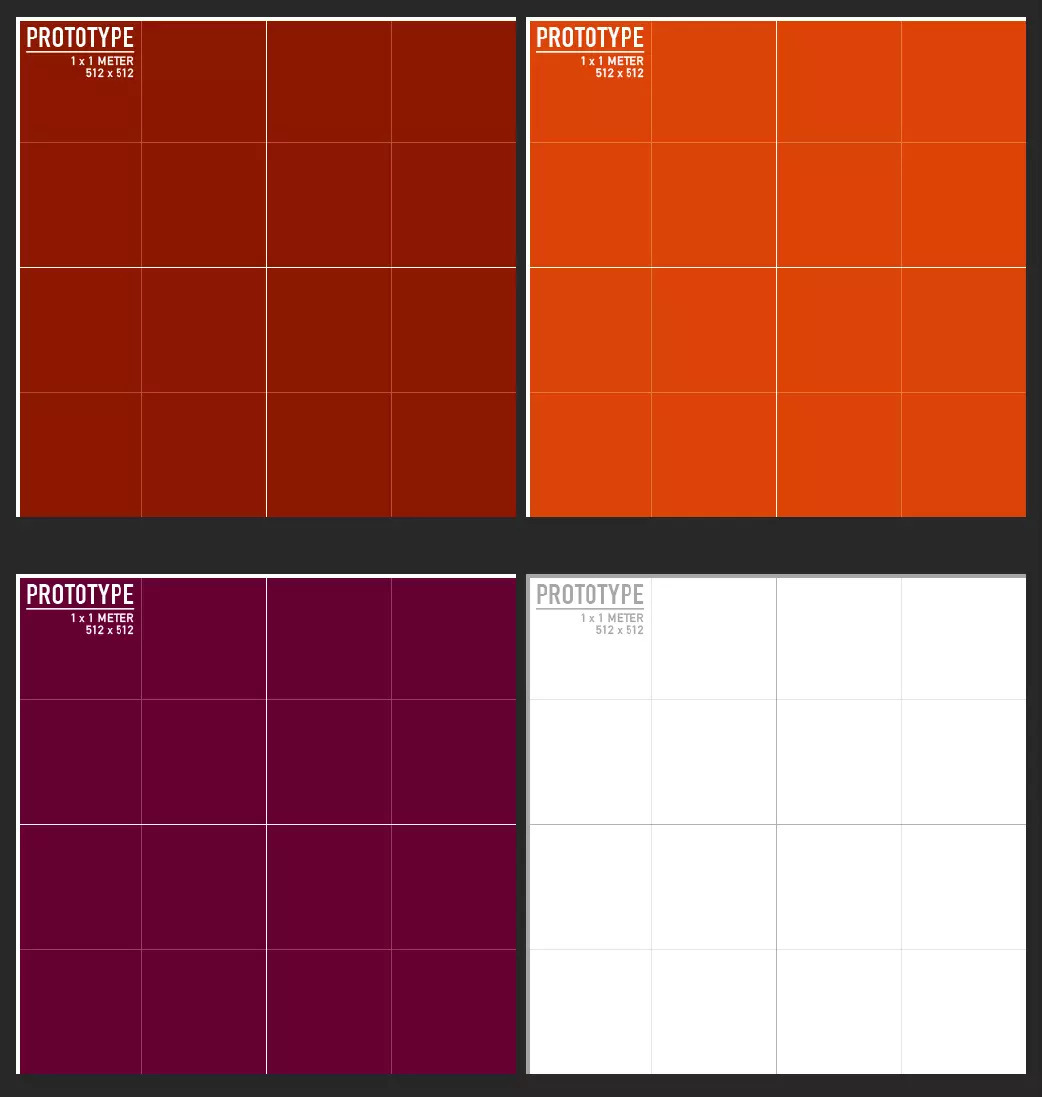 Predefinições de protótipo de material no Unity.