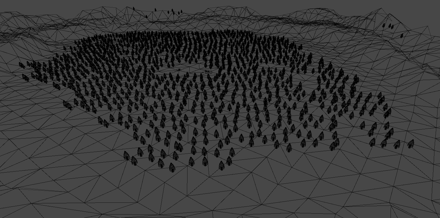 Renderização de wireframe do Unity de uma cena antes da otimização