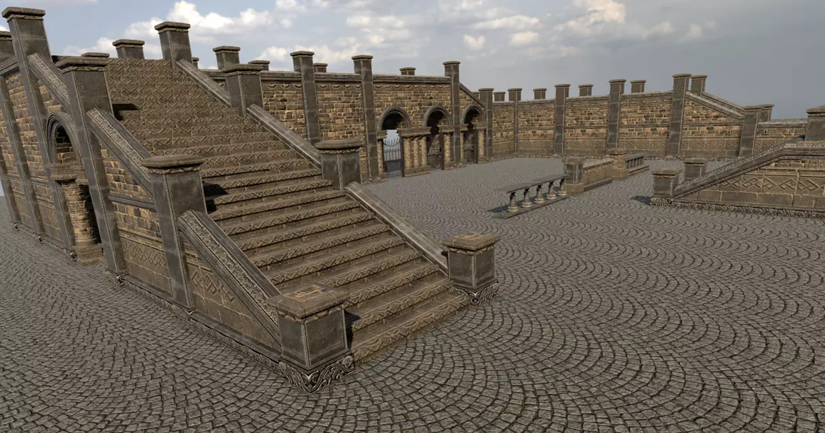 Pacote Modular Courtyard da Unity Asset Store.