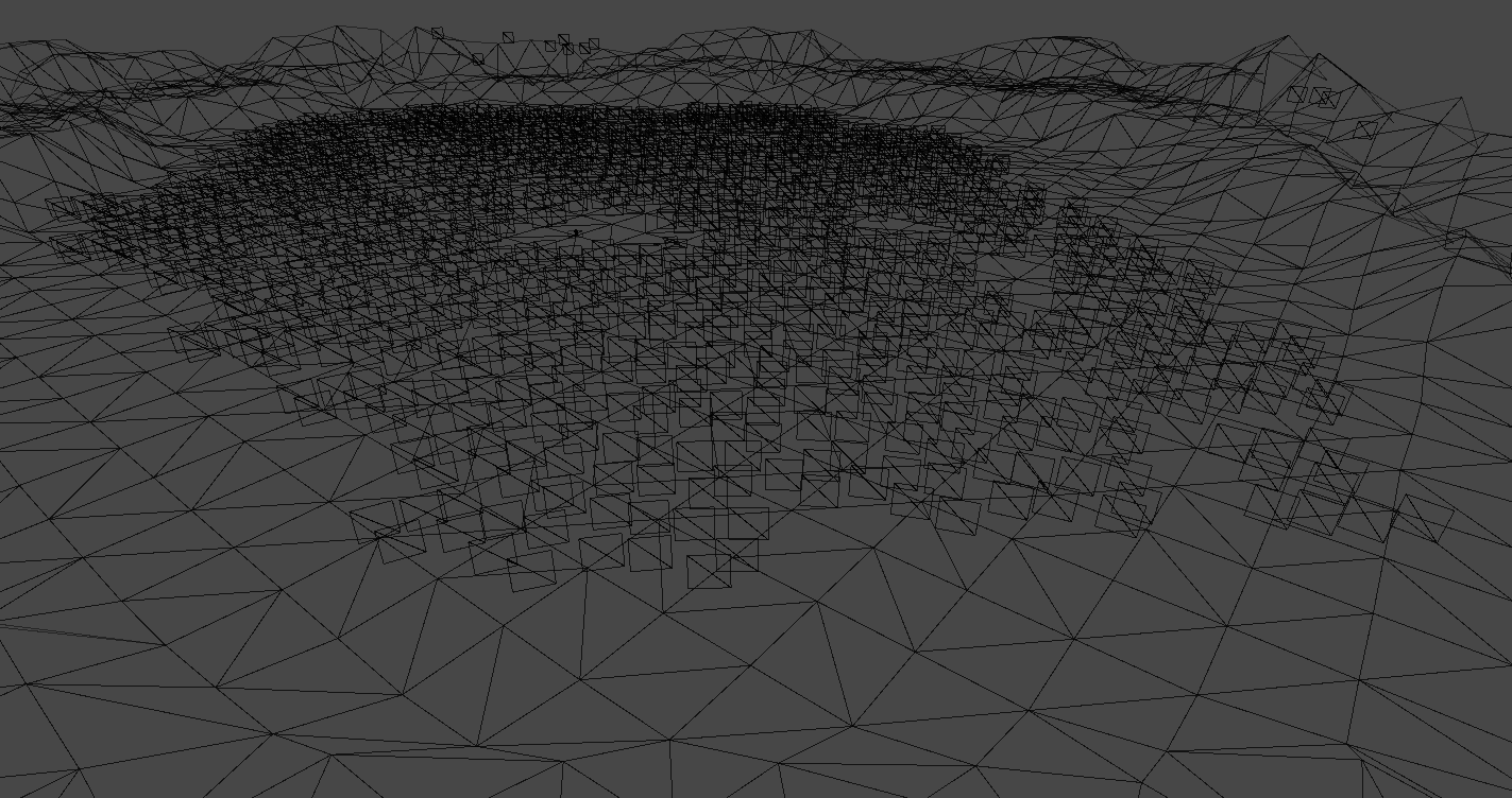 Renderização de wireframe do Unity de uma cena após a otimização